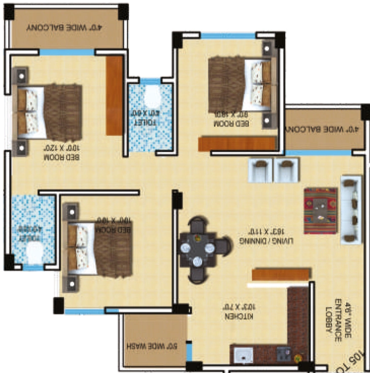 3 BHK Flat in Orange City Heights in Kamptee Road, Nagpur - Image 925908