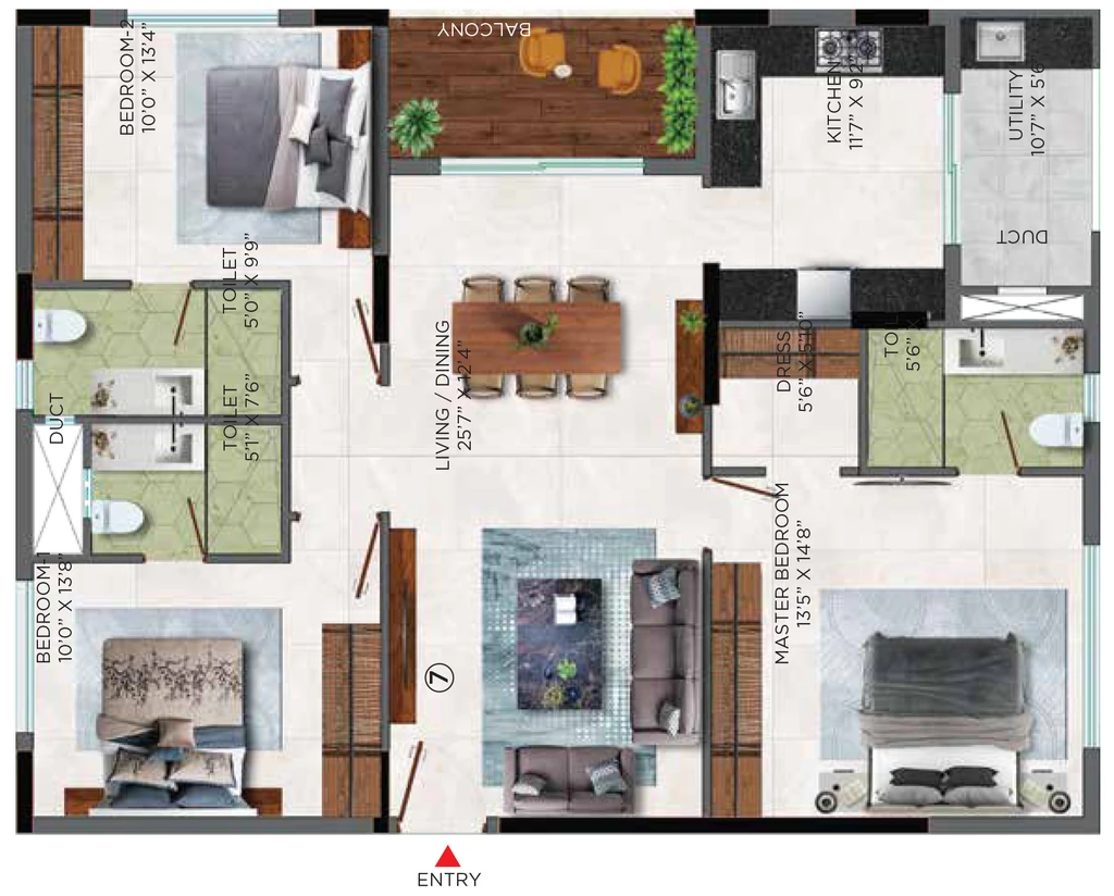 3 BHK Flat in Monark Windwave in Maharani Peta, Visakhapatnam - Image 925909