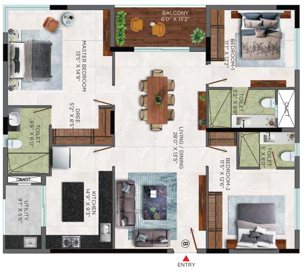 3 BHK Flat in Monark Windwave in Maharani Peta, Visakhapatnam - Image 925910