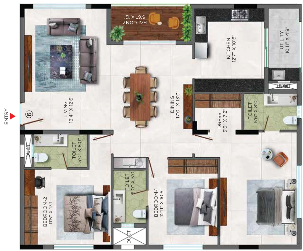 3 BHK Flat in Monark Windwave in Maharani Peta, Visakhapatnam - Image 925911