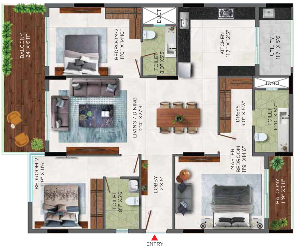 3 BHK Flat in Monark Windwave in Maharani Peta, Visakhapatnam - Image 925912