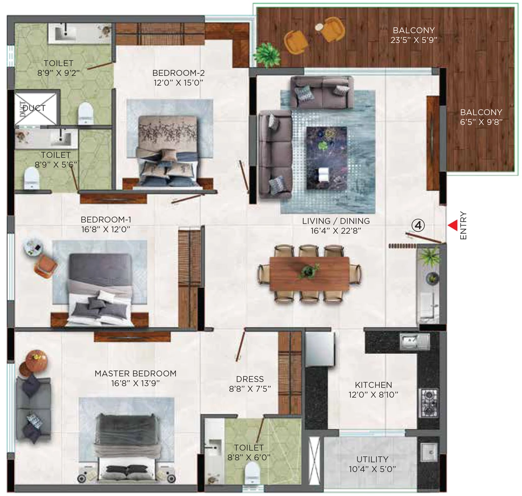 3 BHK Flat in Monark Windwave in Maharani Peta, Visakhapatnam - Image 925913