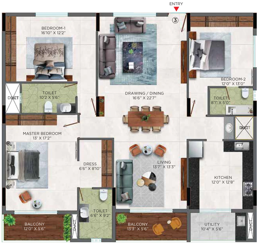 3 BHK Flat in Monark Windwave in Maharani Peta, Visakhapatnam - Image 925914