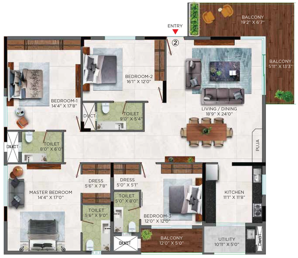 4 BHK Flat in Monark Windwave in Maharani Peta, Visakhapatnam - Image 925915