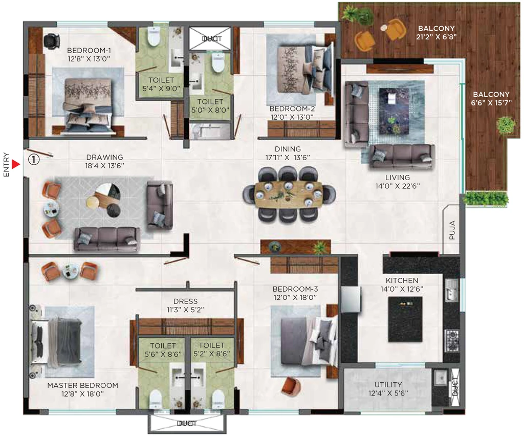 4 BHK Flat in Monark Windwave in Maharani Peta, Visakhapatnam - Image 925916