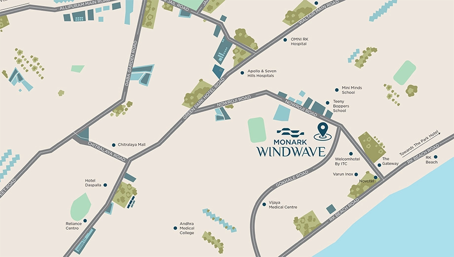 Location of Monark Windwave in Maharani Peta, Visakhapatnam - Image 421923
