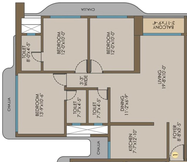 3 BHK Flat in Mayfair Palmeira in Mira Road East, Thane - Image 925921