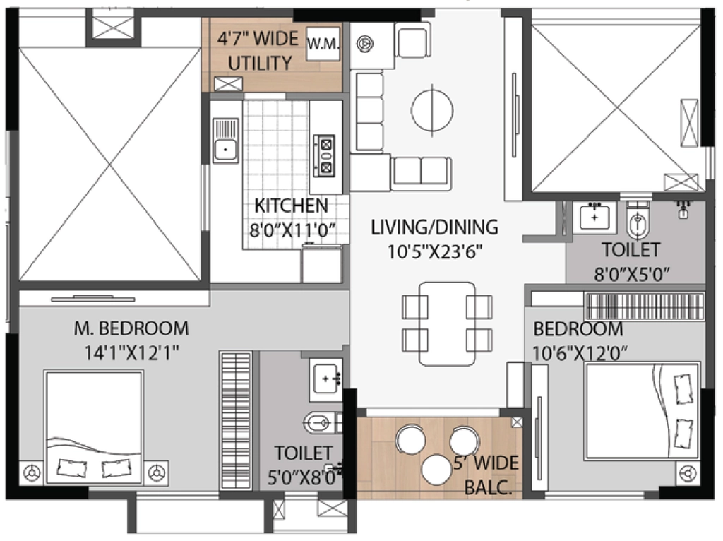2 BHK Flat in Mahadev Heights Annex in Cuttack, Bhubaneswar - Image 925924