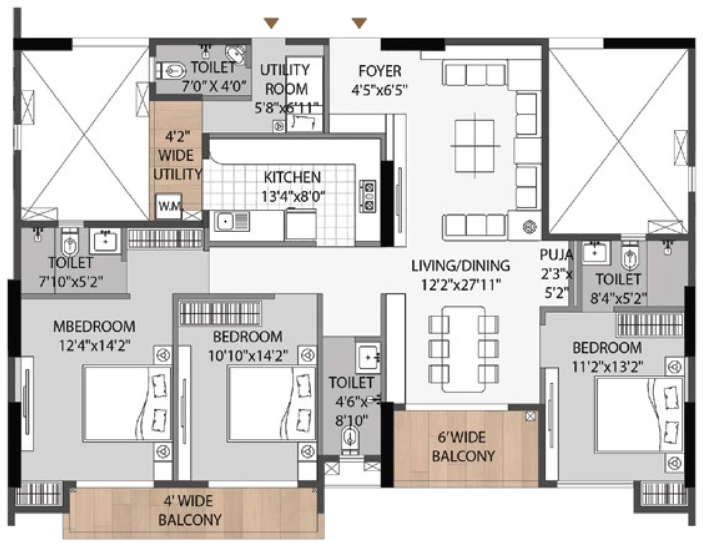 3.5 BHK Flat in Mahadev Heights Annex in Cuttack, Bhubaneswar - Image 925929