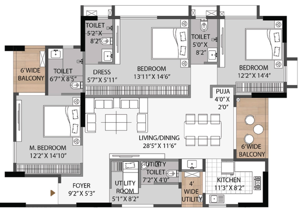 3.5 BHK Flat in Mahadev Heights Annex in Cuttack, Bhubaneswar - Image 925930