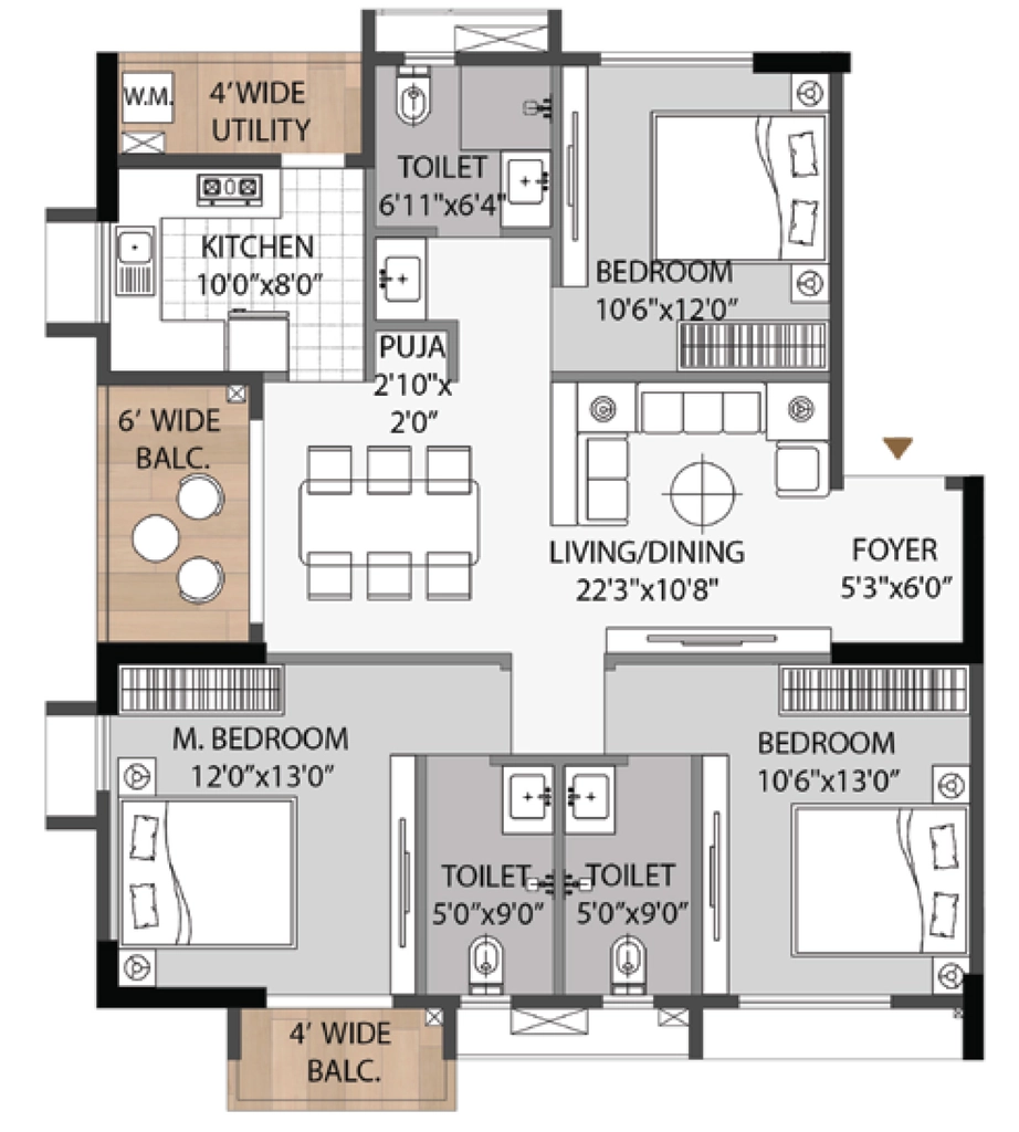 3 BHK Flat in Mahadev Heights Annex in Cuttack, Bhubaneswar - Image 925926