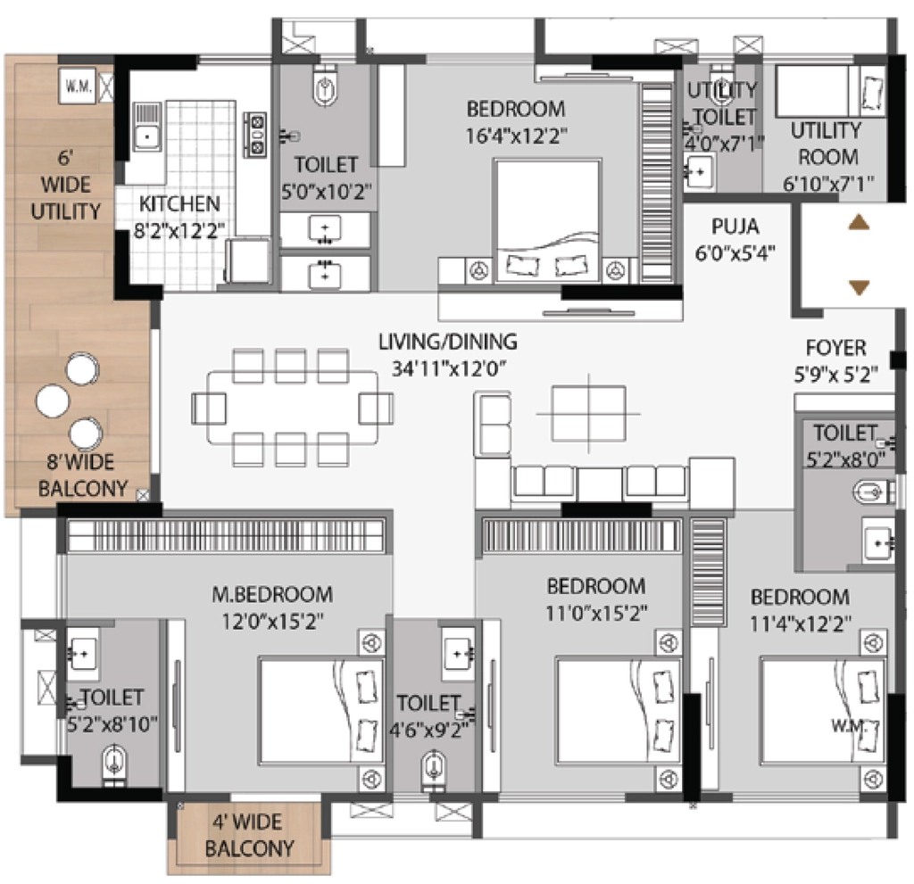 4.5 BHK Flat in Mahadev Heights Annex in Cuttack, Bhubaneswar - Image 925931