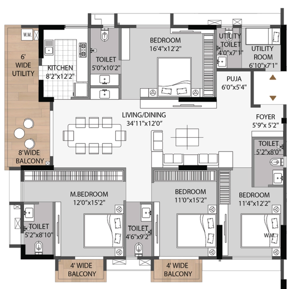 4.5 BHK Flat in Mahadev Heights Annex in Cuttack, Bhubaneswar - Image 925932