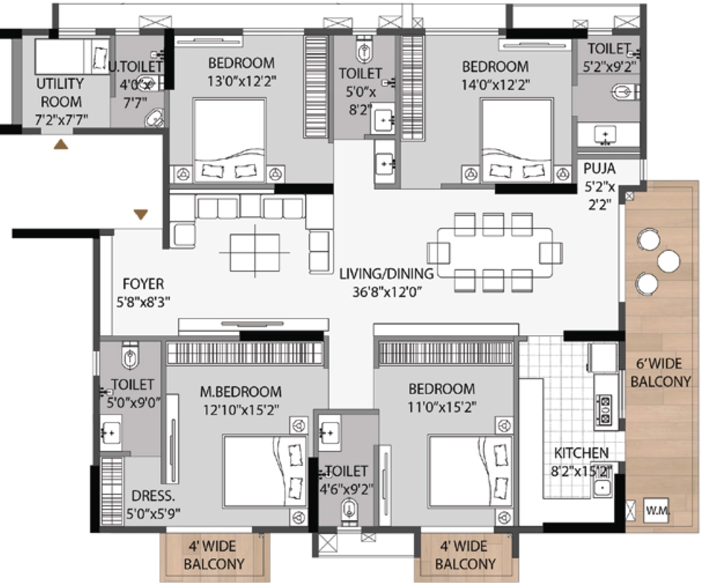 4.5 BHK Flat in Mahadev Heights Annex in Cuttack, Bhubaneswar - Image 925933