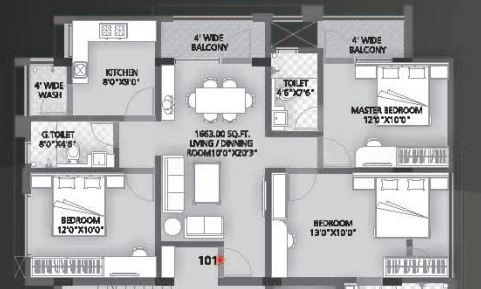 3 BHK Flat in Mannant Elegance in Pal Gaon, Jodhpur - Image 926119