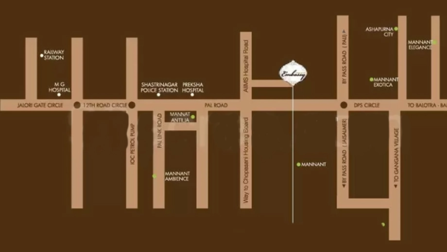 Location of Mannant Embassy in Basni, Jodhpur - Image 422482