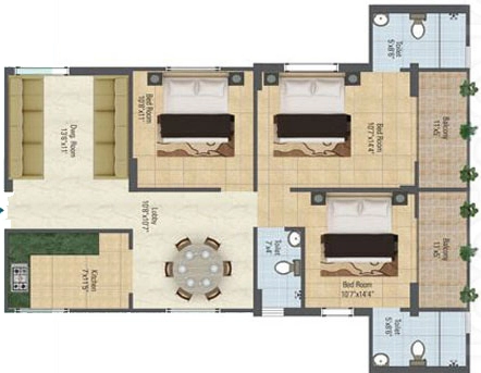 3 BHK Flat in Neelaksh Avenue in Shastri Nagar, Jodhpur - Image 926358