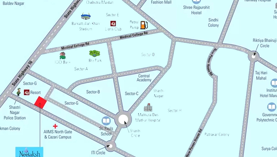 Location of Neelaksh Avenue in Shastri Nagar, Jodhpur - Image 423096