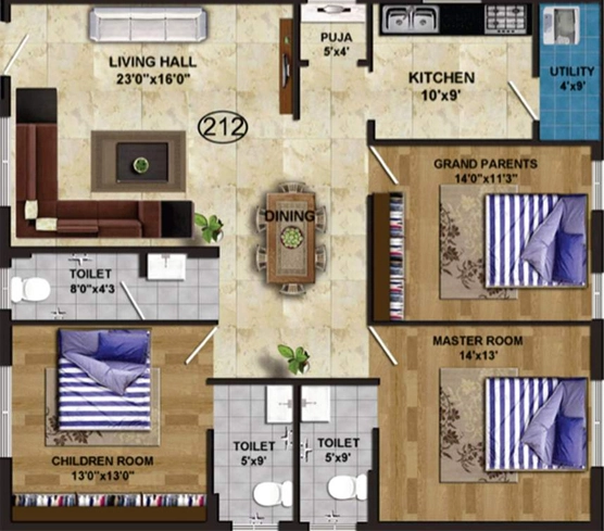 3 BHK Flat in RRSA Yalamanchili Heights in Kanuru, Vijayawada - Image 925952