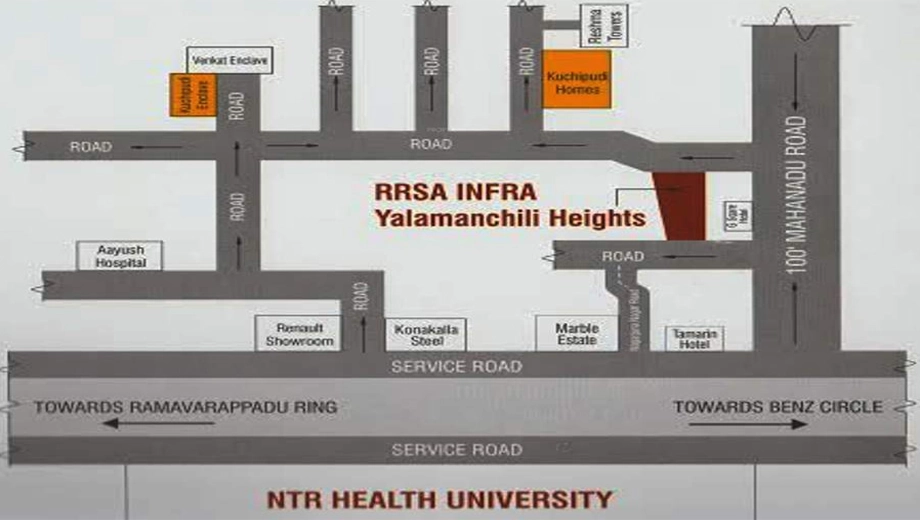 Location of RRSA Yalamanchili Heights in Kanuru, Vijayawada - Image 422011
