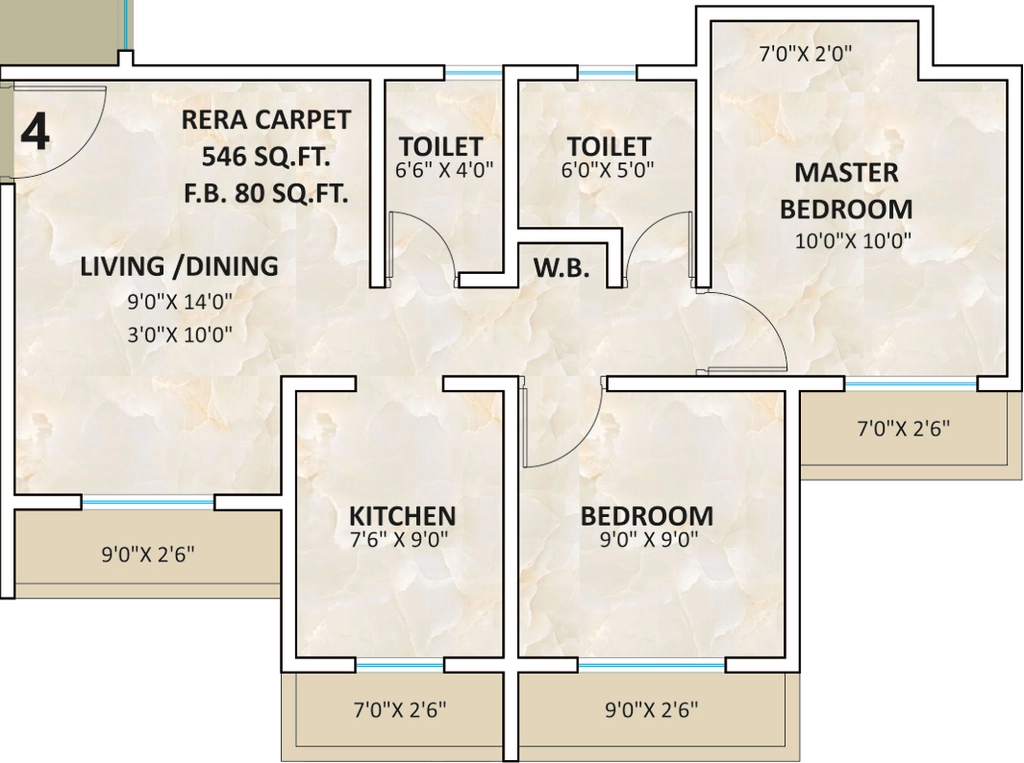 2 BHK Flat in AH Sapphire in Mira Road East, Thane - Image 925969