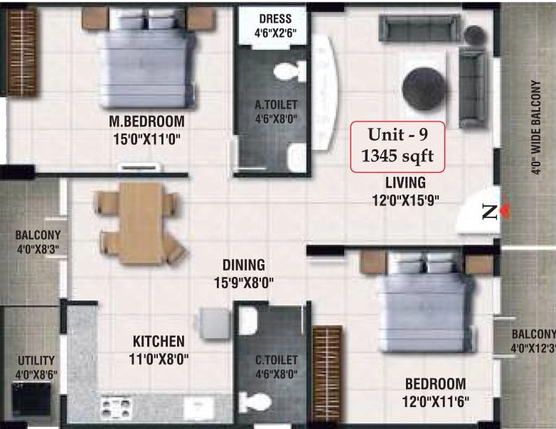 2 BHK Flat in MR Serenity in HSR Layout, Bangalore - Image 925982