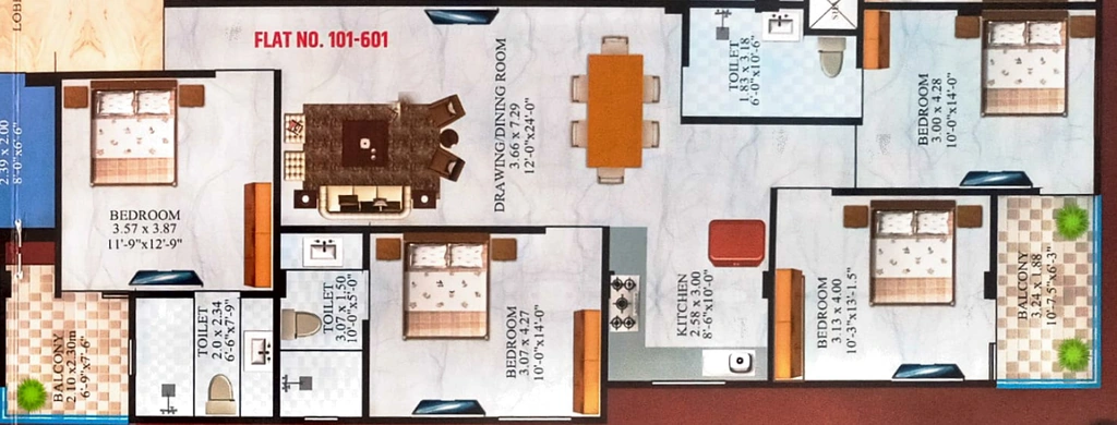 4 BHK Flat in ASKG Signature in Mansarovar, Jaipur - Image 925989