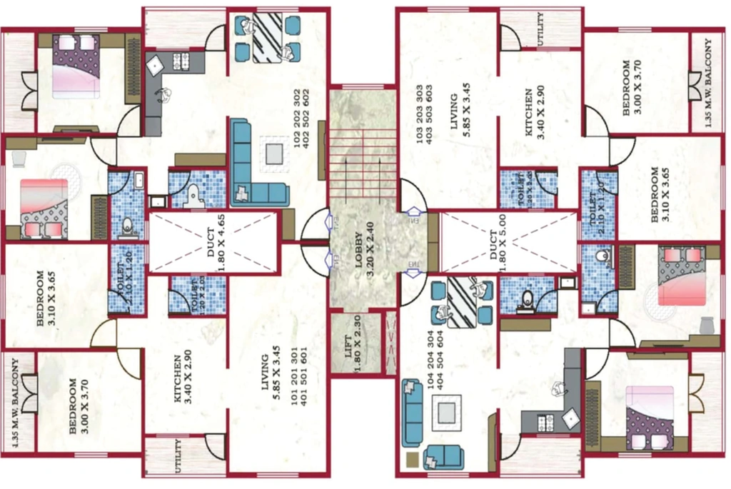 Floor Plan of JK Shree Krishna Heights in Upnagar, Nashik - Image 422107