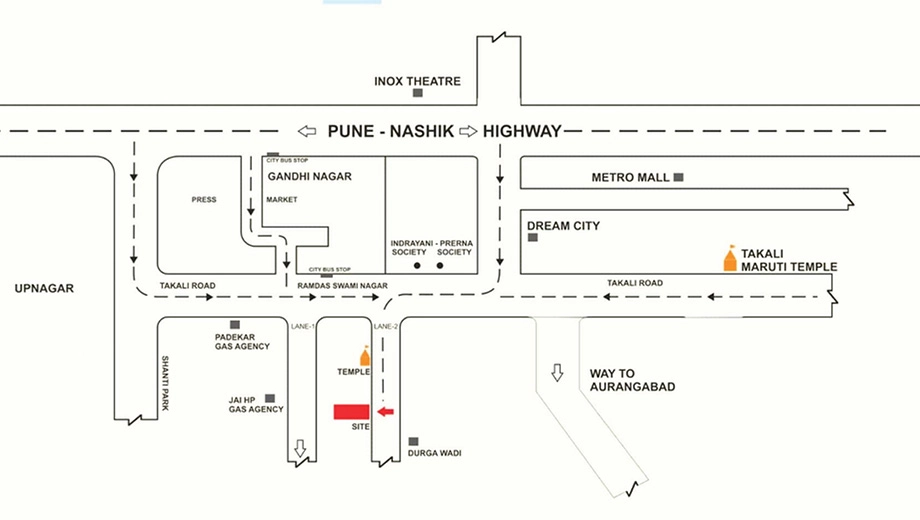 Location of JK Shree Krishna Heights in Upnagar, Nashik - Image 422106