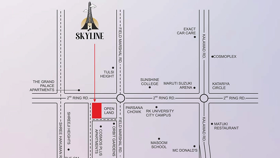 Location of Sat Skyline in Mavdi, Rajkot - Image 422140