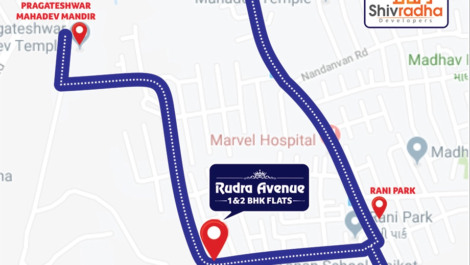 Location of Shivradha Rudra Avenue in Mavdi, Rajkot - Image 422164