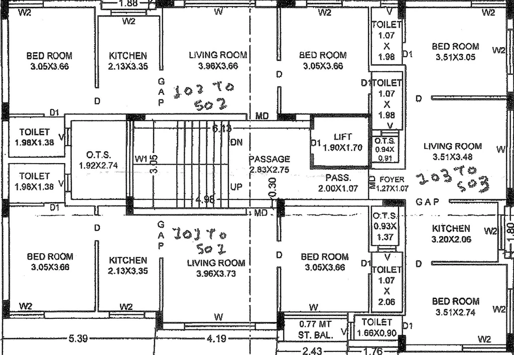 Floor Plan of Shree Arham Flats in Mavdi, Rajkot - Image 422172