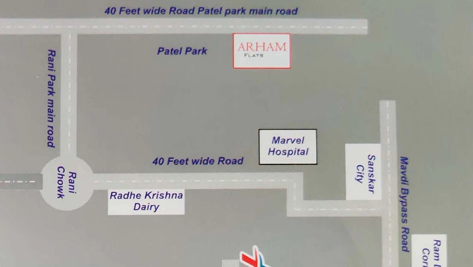 Location of Shree Arham Flats in Mavdi, Rajkot - Image 422170
