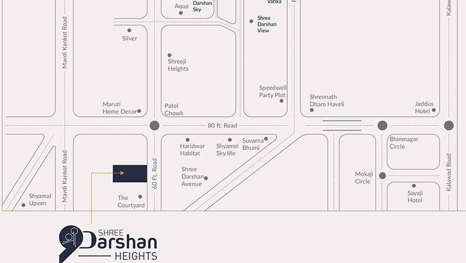 Location of Shree Darshan Heights in Mavdi, Rajkot - Image 422176
