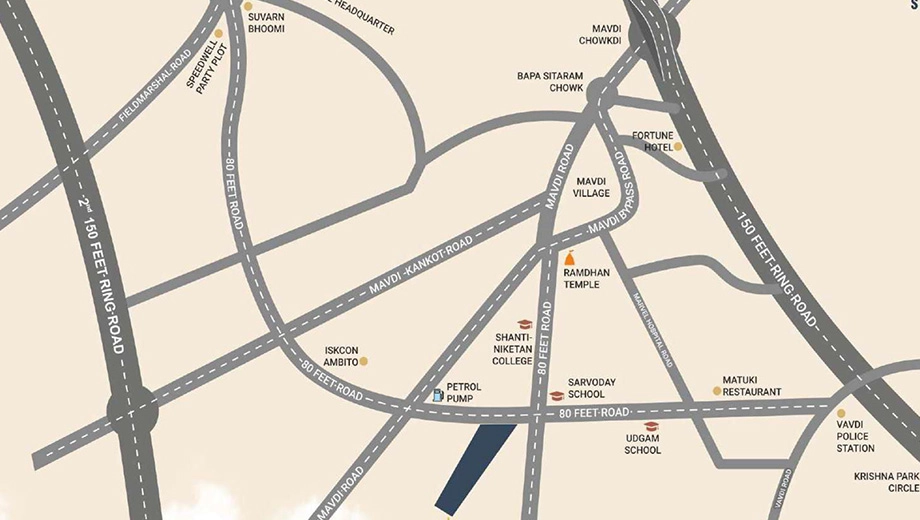 Location of Shree Pavitram in Mavdi, Rajkot - Image 422199