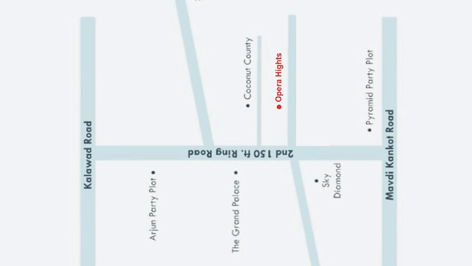 Location of Shree Opera Heights in Mavdi, Rajkot - Image 422211