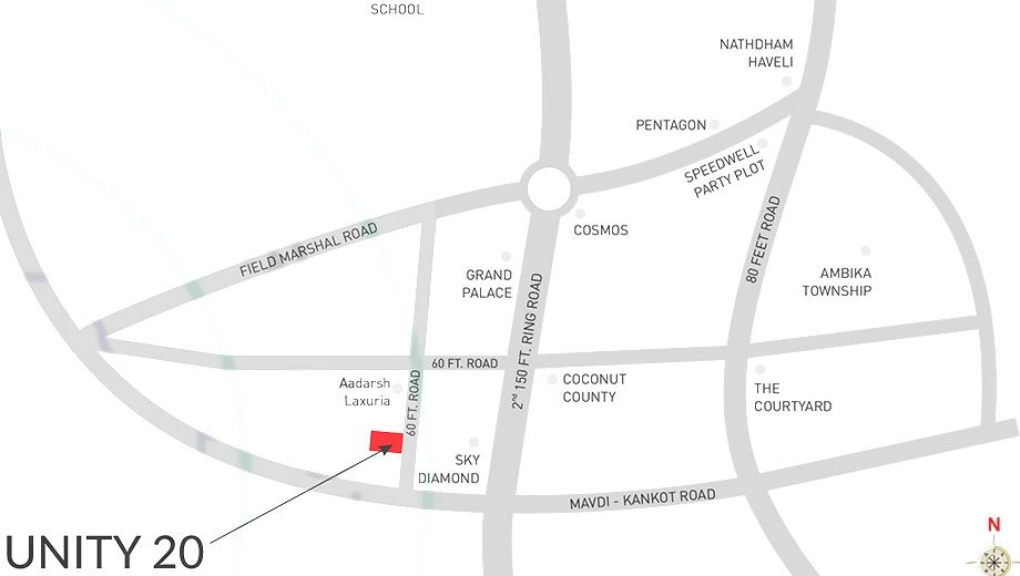 Location of Shreeji Unity 20 in Mavdi, Rajkot - Image 422295
