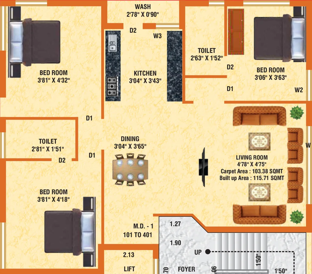 3 BHK Flat in Nisarv Shreemad Palace in Mavdi, Rajkot - Image 926054