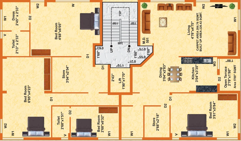 4 BHK Flat in Nisarv Shreemad Palace in Mavdi, Rajkot - Image 926055