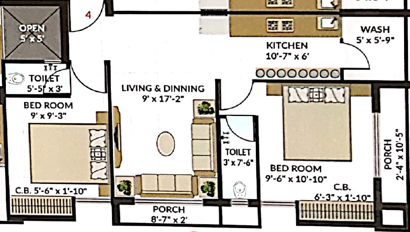 2 BHK Flat in Sitaram Complex in Mavdi, Rajkot - Image 926079