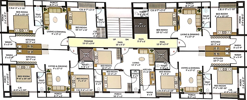Floor Plan of Sitaram Complex in Mavdi, Rajkot - Image 422370