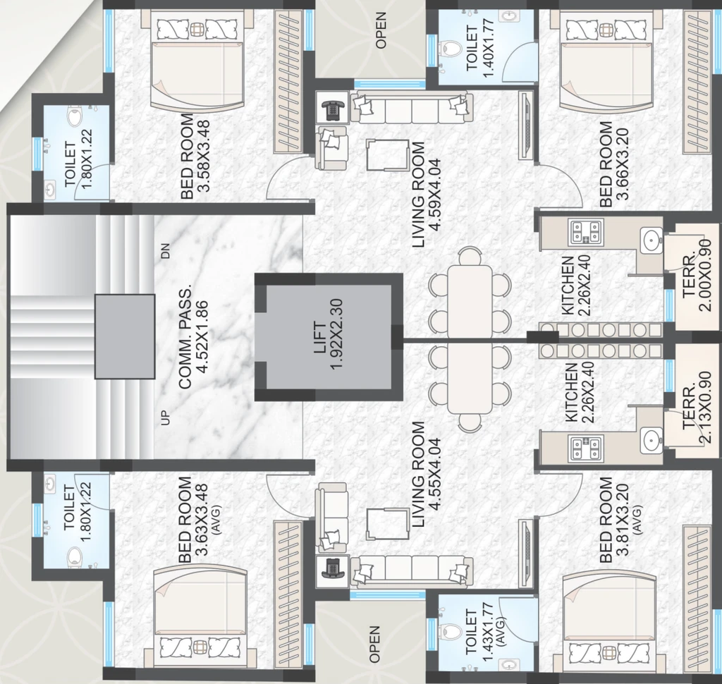 Floor Plan of Tapee Nandan Heights in Mavdi, Rajkot - Image 422456