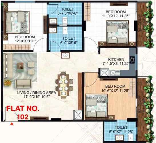 3 BHK Flat in Sky Krishna Kunj Heights 2 in Kalwar Road, Jaipur - Image 926147
