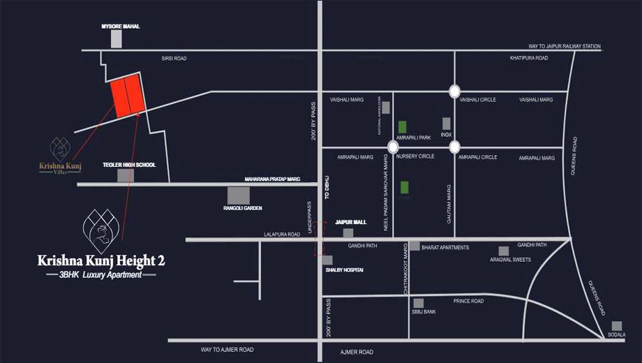 Location of Sky Krishna Kunj Heights 2 in Kalwar Road, Jaipur - Image 422549