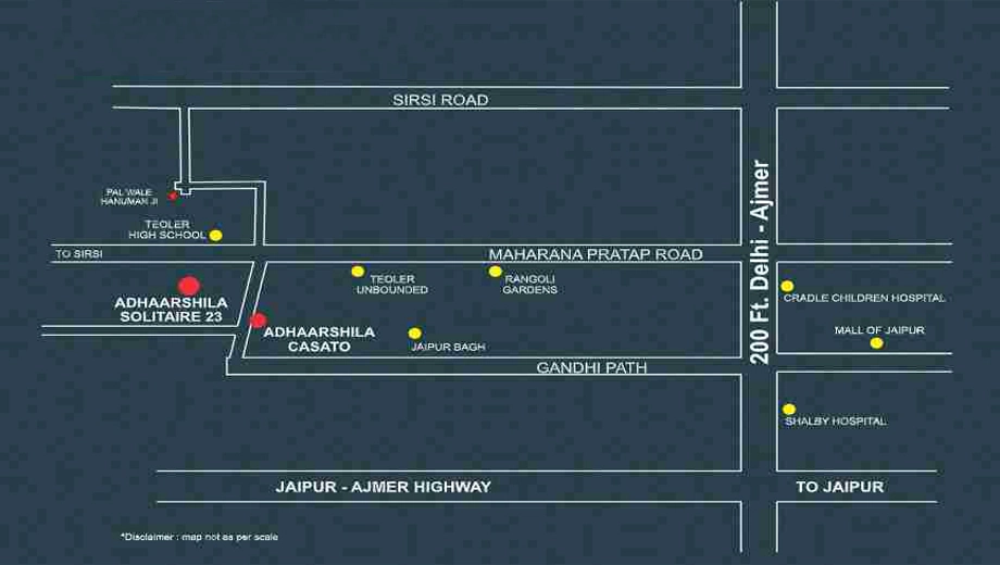 Location of Adhaarshila Solitaire 23 in Vaishali Nagar, Jaipur - Image 422603