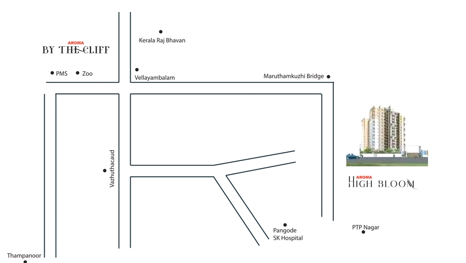 Location of Aroma High Bloom in PTP Nagar, Thiruvananthapuram - Image 422652