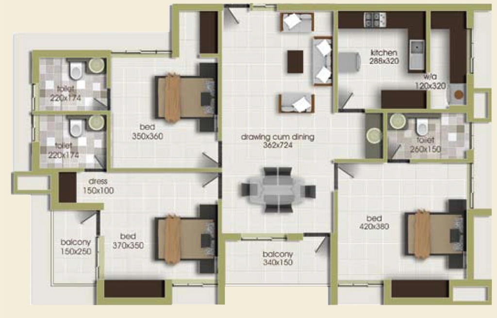 3 BHK Flat in Beacon Sky in Anayara, Thiruvananthapuram - Image 926219