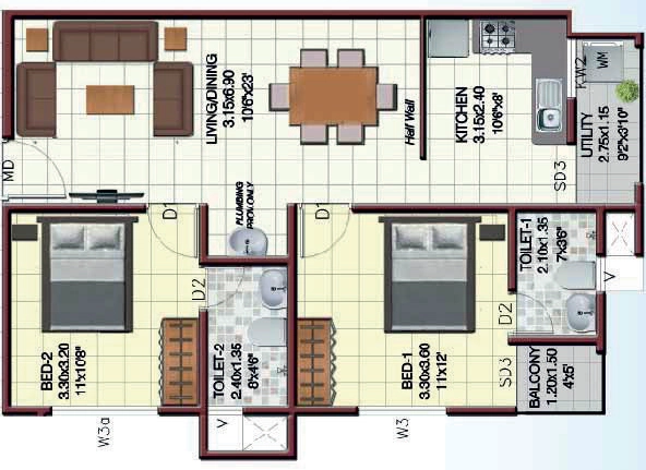 2 BHK Flat in Confident Prime 3 in Kazhakootam, Thiruvananthapuram - Image 926260