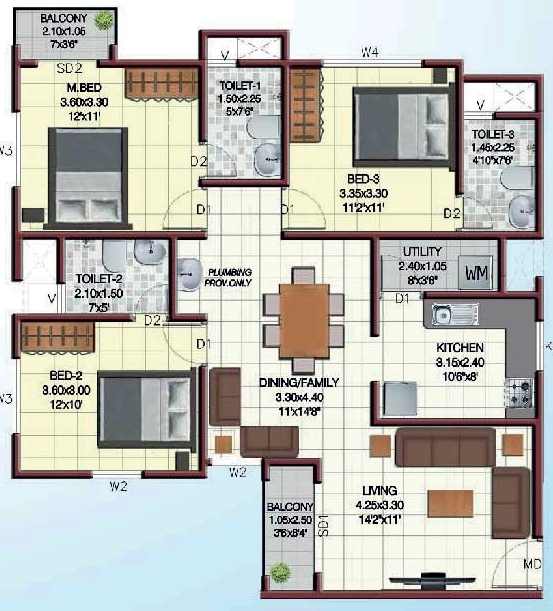 3 BHK Flat in Confident Prime 3 in Kazhakootam, Thiruvananthapuram - Image 926262