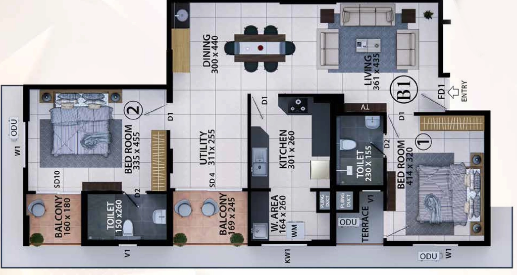 2 BHK Flat in Cordial Vajram in Maruthankuzhi, Thiruvananthapuram - Image 926230